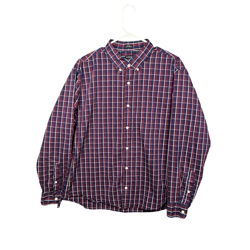 J Crew Men's Plaid Long Sleeve Performance Collard Button Down Shirt XL‎